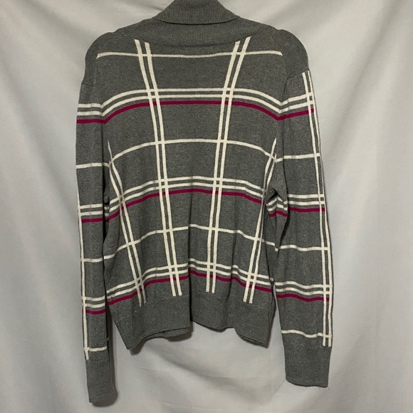 Banana Republic Wo Size XL Gray Fuchsia stripes  Knit Sweater EUC CLEAN - Picture 10 of 10
